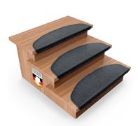 Floordirekt 1x Tappetini per Gradini, Tappetini per Interni per Scale, Tappeto per Scale, Autoadesivo, Tappeto per Gradini, Protezione per Scale, Tappetino per Gradini (London, Antracite, 65x23 cm