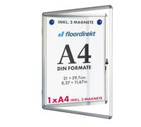 Floordirekt Bacheca 1xA4 con 2 Magneti Info Box Cartello Espositore Magnetico e Retro Scrivibile Bacheca per Poster con Cornice in Alluminio e Vetro Acrilico