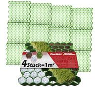 Floordirekt Griglia per prato in plastica, 1 m² - 4 pezzi - 50 x 50 cm, verde - griglia da pavimento, piastra paddock, a nido d'ape per prato