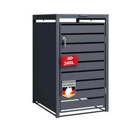 Floordirekt Magnus - Pattumiera da 1 bidone per 60 - 240 l, colore antracite, con possibilità di espansione, rivestimento per bidoni della spazzatura, 1 tonnellata, casetta della spazzatura da