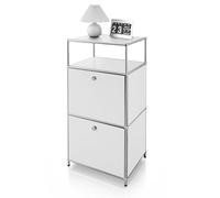 Floordirekt Mensola in metallo, tavolino - bianco, cromato, 103 x 50 x 40 cm - Sistema modulare ad incastro dal design moderno, scaffale in metallo per soggiorno, ufficio, corridoio - Comodino Concept