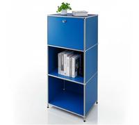 Floordirekt Mensola in metallo, tavolino - blu, cromato, 121 x 50 x 40 cm - Sistema modulare ad incastro dal design moderno, scaffale in metallo per soggiorno, ufficio, corridoio - Comodino Concept