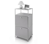 Floordirekt Mensola in metallo, tavolino - grigio, cromato, 103 x 50 x 40 cm - Sistema modulare ad incastro dal design moderno, scaffale in metallo per soggiorno, ufficio, corridoio - Comodino Concept