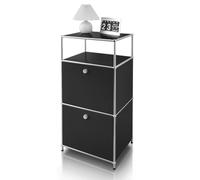 Floordirekt Mensola in metallo, tavolino - nero, cromato, 103 x 50 x 40 cm - Sistema modulare ad incastro dal design moderno, scaffale in metallo per soggiorno, ufficio, corridoio - Comodino Concept