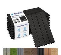 Floordirekt Piastrelle in WPC, 60 x 30 cm, 1 m² = 6 piastrelle per terrazze, piastrelle a clic, per balconi e terrazze, resistenti alle intemperie, con funzione di drenaggio, antracite, Royal