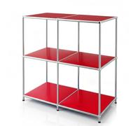 Floordirekt Scaffale in metallo, 80 x 80 x 40 cm, sistema modulare ad incastro dal design moderno, scaffale in metallo per soggiorno, ufficio, corridoio - Scaffale a cubo Concept Epure MK-027 (rosso)
