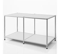 Floordirekt Scaffale in metallo, credenza - bianco, cromato, 46 x 80 x 40 cm - Sistema modulare ad incastro dal design moderno, scaffale in metallo per soggiorno, ufficio, corridoio - Scaffale a cubi
