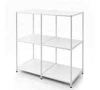 Floordirekt Scaffale in metallo, credenza - bianco, cromato, 80 x 80 x 40 cm - Sistema modulare ad incastro dal design moderno, scaffale in metallo per soggiorno, ufficio, corridoio - Scaffale a cubi