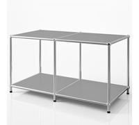 Floordirekt Scaffale in metallo, credenza - grigio, cromato, 46 x 80 x 40 cm - Sistema modulare ad incastro dal design moderno, scaffale in metallo per soggiorno, ufficio, corridoio - Scaffale a cubi