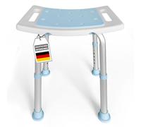 Floordirekt Sgabello da doccia Nora - sedia da doccia regolabile in altezza 37,5 - 49,5 cm - portata fino a 136 kg - sedile doccia antiscivolo e stabile - sgabello da bagno - piedini in gomma