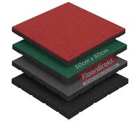 Floordirekt Tappetino protettivo universale, 50 x 50 x 2,5 cm, rosso, resistente alle intemperie, in gomma con drenaggio