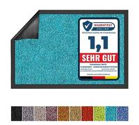 Floordirekt Zerbino Rhine, lavabile e resistente, con retro antiscivolo, per ingresso (turchese, 90 cm x 120 cm)
