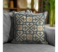 Floori Coppia Cuscini Arredo Jacquard Arabic Quadrati 50x50 cm Sfoderabili Imbottiti Eleganti Orientali (Azzurro Topazio)