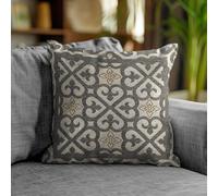 Floori Coppia Cuscini Arredo Jacquard Arabic Quadrati 50x50 cm Sfoderabili Imbottiti Eleganti Orientali (Grigio Caldo)