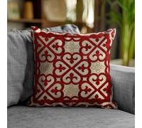 Floori Coppia Cuscini Arredo Jacquard Arabic Quadrati 50x50 cm Sfoderabili Imbottiti Eleganti Orientali (Rosso)