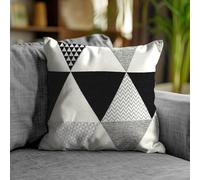 Floori Coppia Cuscini Arredo Jacquard Fantasia Geometrica Moderna Triangoli Quadrati 50x50 cm Sfoderabili Imbottiti (Nero)