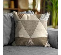 Floori Coppia Cuscini Arredo Jacquard Fantasia Geometrica Moderna Triangoli Quadrati 50x50 cm Sfoderabili Imbottiti (Grigio Caldo)