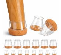 FloorSafe - 32 Gommini Universali per Sedie in Silicone e Feltrini - Tappi Piedini Antigraffio e Antirumore - Compatibili con Gambe Rotonde 32-46 mm e Quadrate 22-36 mm - Per Parquet, Laminato e Gres