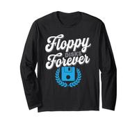 Floppy Disk Retro Tech Nostalgia Old School Computing Umorismo Maglia a Manica