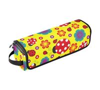 Flora - Borsa porta attrezzi per capelli con coccinella gialla, con tappetino resistente al calore, borsa organizer portatile per arricciacapelli, piastre, spazzole, fermagli e fascette per capelli