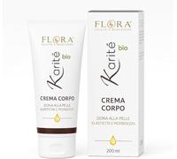 FLORA Crema Fluida Corpo Karité BIO-COSMOS 200 ml - Idratante Leggera con Burro di Karité, Olio di Jojoba & Aloe Vera, Assorbimento Rapido, Pelle Morbida e Luminosa, Vegan, Made in Italy
