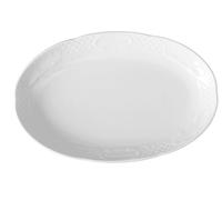 HENDI Piatto ovale, bordi rinforzati, smalto di qualità, resistenza agli impatti e all'usura, adatto al microonde e alla lavastoviglie, 280x180mm, porcellana bianca