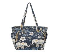 Flora Patten Elephant Art Borsa da Spiaggia Viaggio Donna Shopping Donna A Tracolla per Ragazze