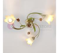 FLORA Plafoniera a 3 Luci in Ferro Decorato Stile Floreale