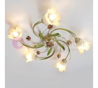 FLORA Plafoniera a 5 Luci in Ferro Decorato Stile Floreale