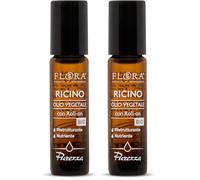 FLORA Purezza Olio di Ricino 10 ml Roll-on Ristrutturante e Nutriente Olio viso e corpo unghie e cuticole capelli e cuoio capelluto ciglia e sopracciglia (Confezione da 2)