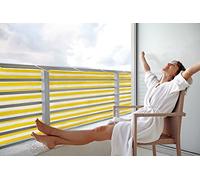 Floracord 12-90-50-11 HDPE Balkon Umrandung 0,9 x 5 m Stripe Ready con Accessori, Giallo/Bianco