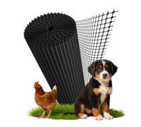 Florade Recinzione in plastica nera, per pollame, pollame, giardino e cane, recinzione a maglie strette senza ruggine, resistente ai raggi UV e tagliabile, 270 g/m², larghezza delle maglie 14 mm