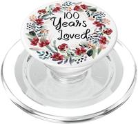 Floral 100 Years Loved 100th Birthday 100 Year Old Men Women PopSockets PopGrip per MagSafe