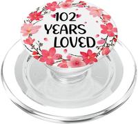 Floral 102 Years Loved Women 102 Years Old cool 101th B-day PopSockets PopGrip per MagSafe