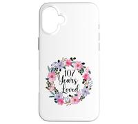 Floral 107 Year Old 107th Birthday Men Women 107 Years Loved Custodia per iPhone 16 Plus