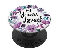 Floral 61 Years Old 61th Birthday Women's 61 Years Loved PopSockets PopGrip Adesivo