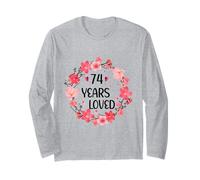 Floral 74 Years Loved Women 74 Years Old Cool 74th Birthday Maglia a Manica