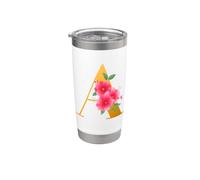 Floral A Alphabet Cute Initial Monogram Letter A Graphic Bicchiere termico in acciaio inox doppia parete