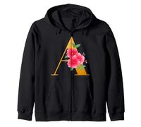 Floral A Alphabet Cute Initial Monogram Letter A Graphic Felpa con Cappuccio