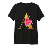 Floral A Alphabet Cute Initial Monogram Letter A Graphic Maglietta Premium