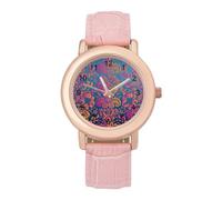 Floral Art Orologio da polso da donna, elegante, analogico, al quarzo, cinturino in pelle, Stile:, regular, Cinturino