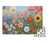 Floral Art Wall Decor Puzzle 1000 Pezzi Materiale Riciclato Colorful Blooms Puzzles per Bambini Ages 6 Years Up Divertente E Impegnativa Gioco Per La Famiglia Activity 52x38cm/1000pcs