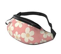 Floral Artwork - Marsupio unisex vintage Groovy fiori rosa, misura regolabile, con stampa margherita e borsa a tracolla per turisti - borsa leggera e resistente al furto per visite, A37, taglia unica