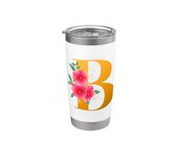 Floral B Alphabet Cute Initial Monogram Letter B Graphic Bicchiere termico in acciaio inox doppia parete
