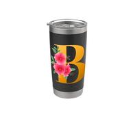 Floral B Alphabet Cute Initial Monogram Letter B Graphic Bicchiere termico in acciaio inox doppia parete