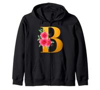 Floral B Alphabet Cute Initial Monogram Letter B Graphic Felpa con Cappuccio
