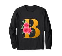 Floral B Alphabet Cute Initial Monogram Letter B Graphic Maglia a Manica