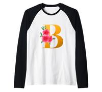 Floral B Alphabet Cute Initial Monogram Letter B Graphic Maglia con Maniche Raglan