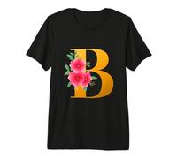 Floral B Alphabet Cute Initial Monogram Letter B Graphic Maglietta Premium