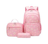 Floral Backpack Set - Student School Bag with Lunch Tote & Pencil Case | Complete 3-piece floral print set. Stylish, durable nylon design. Perfect for school, travel, and daily organization.